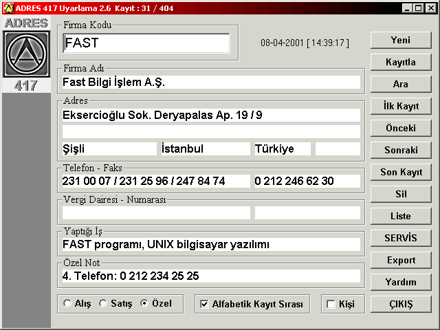 ADRES 417 Version 2.6 BETA Main Window