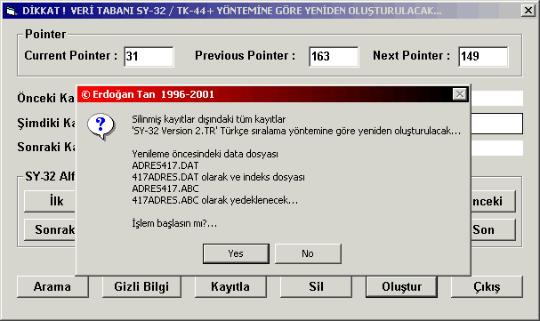 ADRES 417 Version 2.6 SERVICE Window