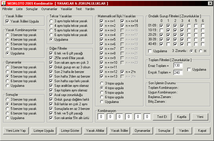 SKORLOTO 2005 COMBINATOR (CHAOS FILTERS)