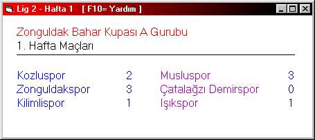 Match List (for 1 week and 1 league)