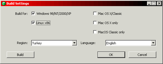 REAL BASIC 2006 - Compiler Build Settings Window